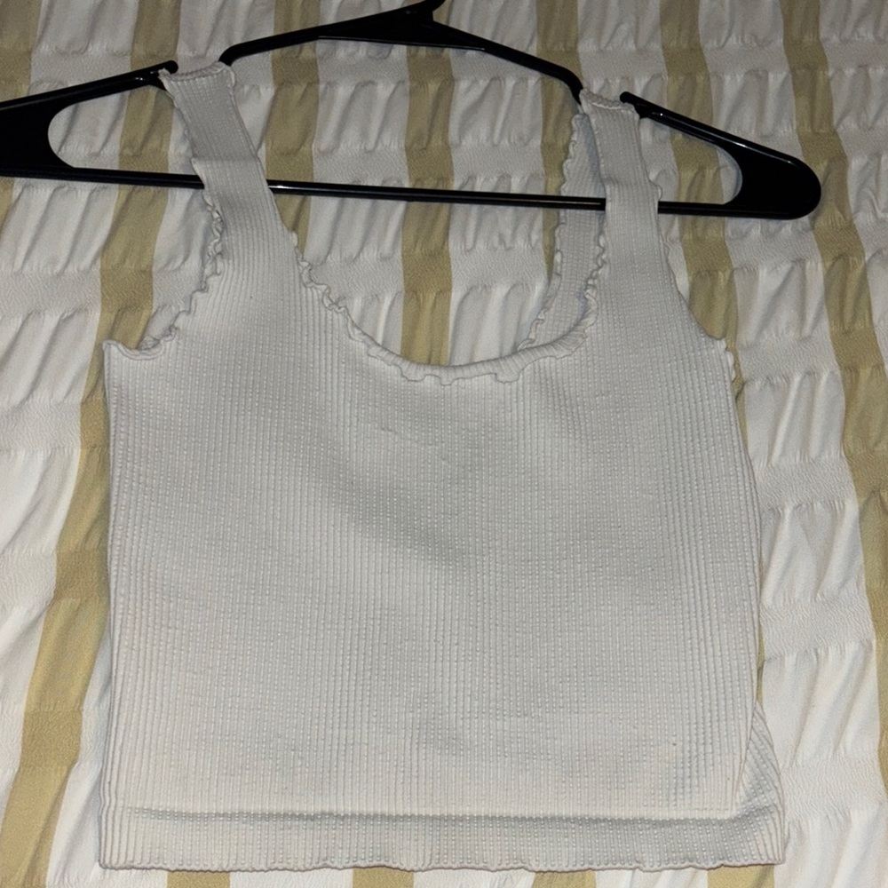 White Ribbed Tank Top